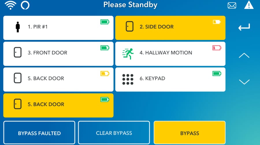 Ithaca security system command screen.